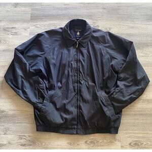 Roundtree & Yorke Black Micro Suede Zipper Jacket Mens Large Hidden Pockets